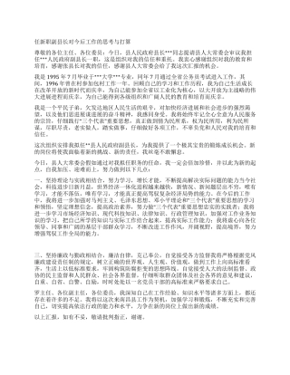 任新职副县长对今后工作的思考与打算