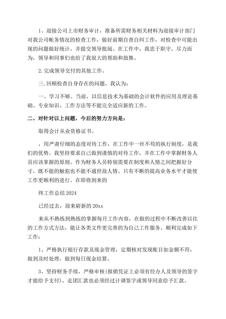 企业出纳年终工作总结2024年_第2页