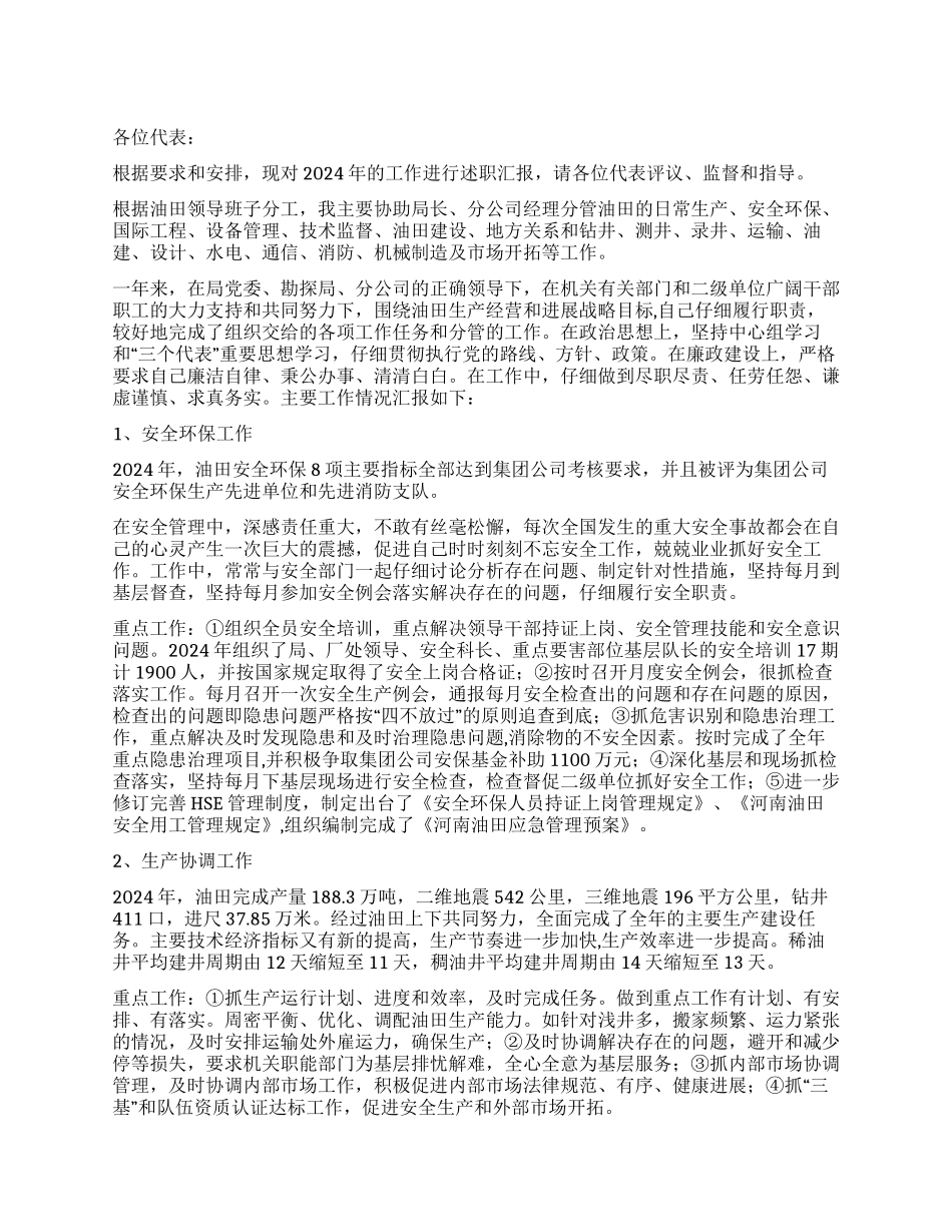 企业副局长述职报告_第1页
