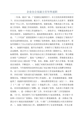 企业办公室副主任年终述职