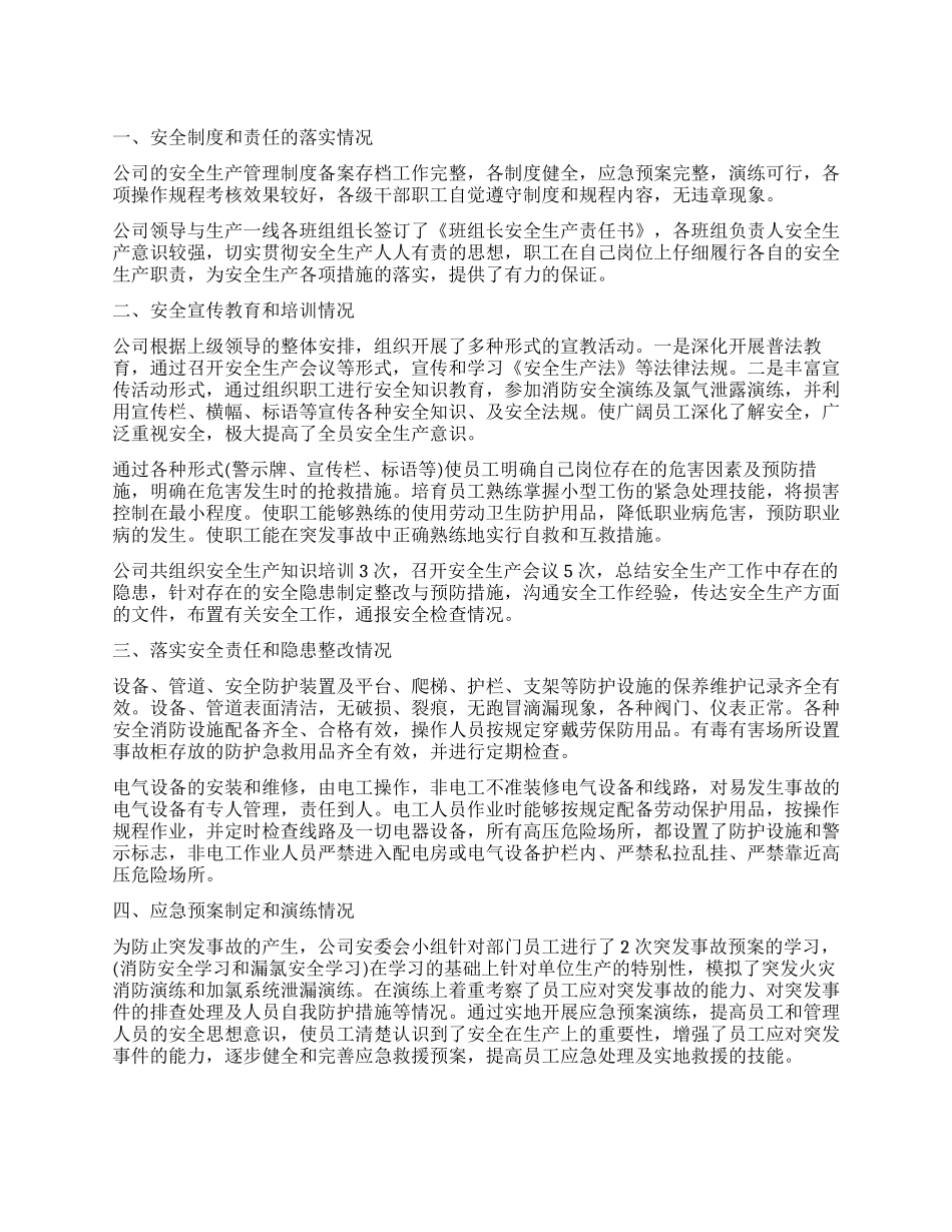 企业工作安全自查报告_第1页