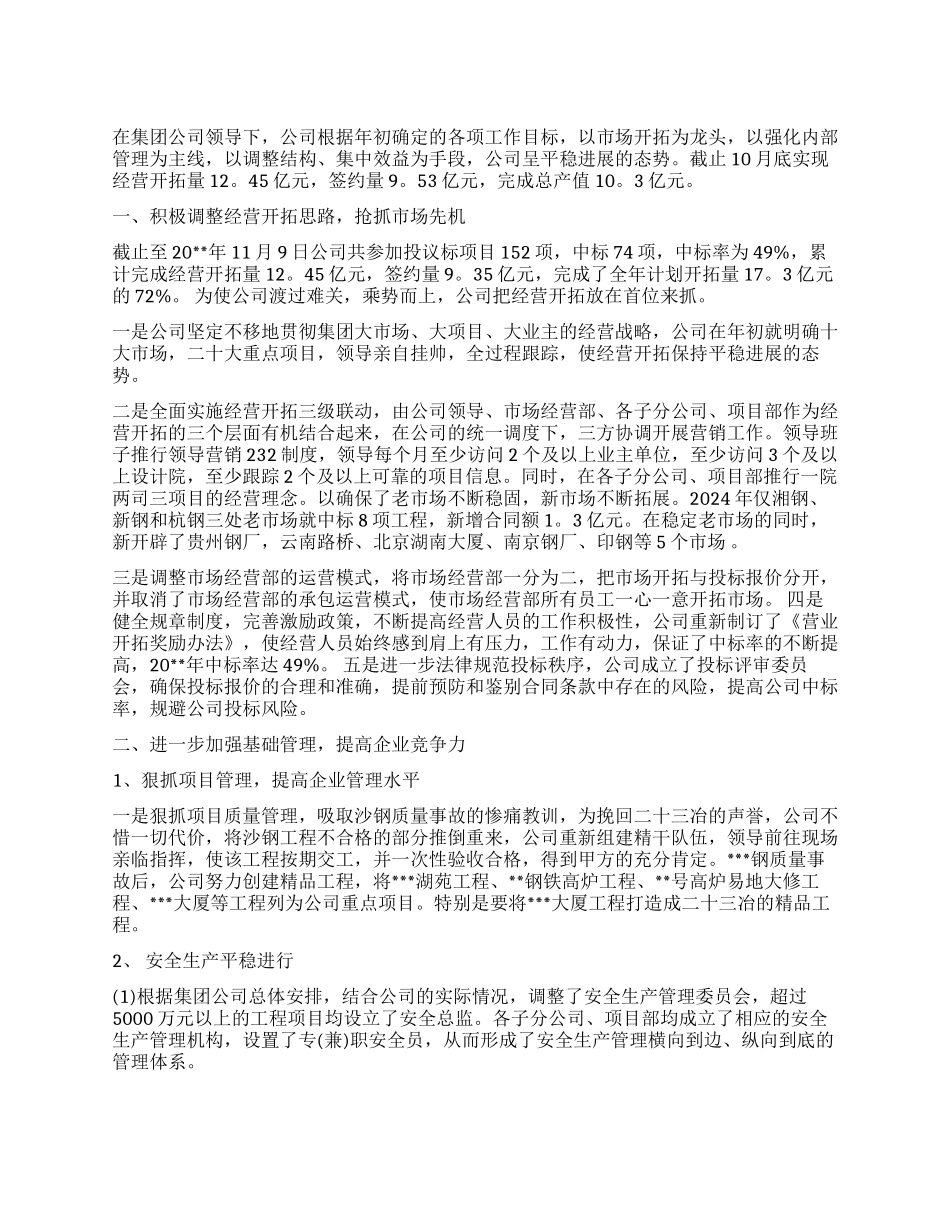 企业年度工作报告_第1页