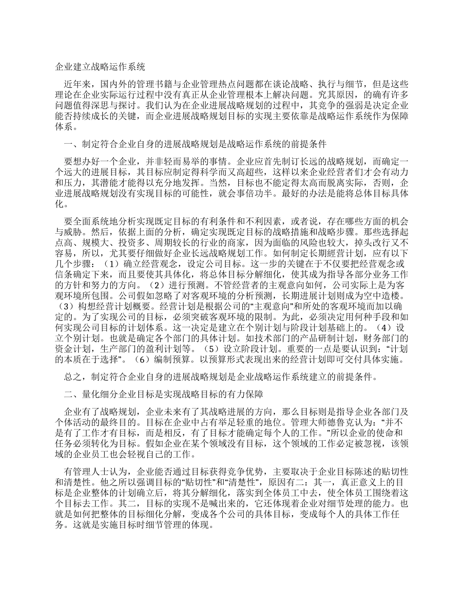 企业建立战略运作系统_第1页