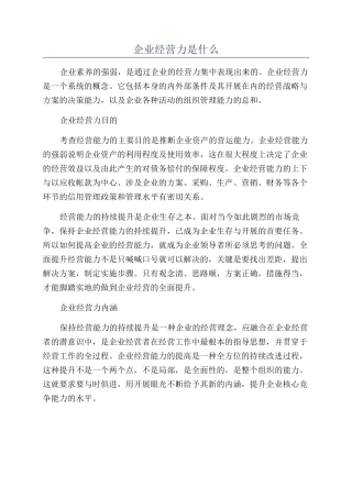 企业经营力是什么