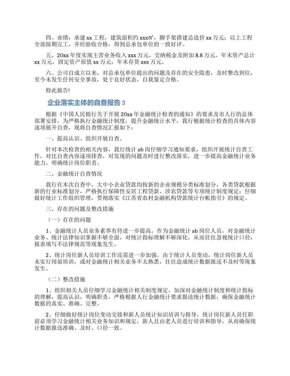 企业落实主体的自查报告范文_第2页