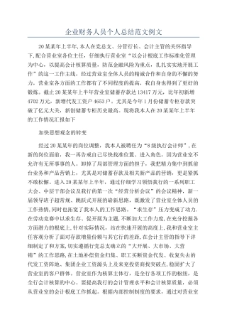 企业财务人员个人总结范文例文