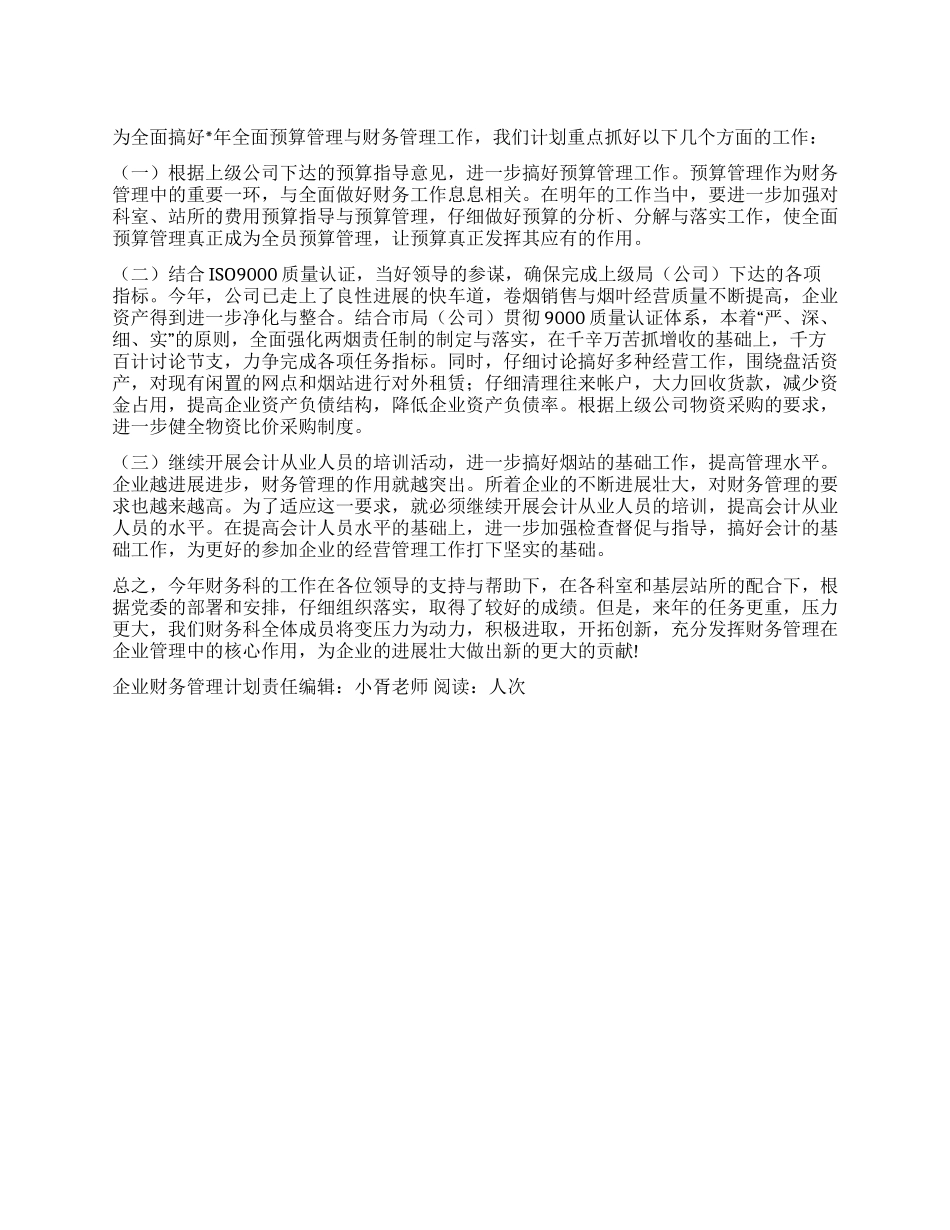 企业财务管理计划_第1页