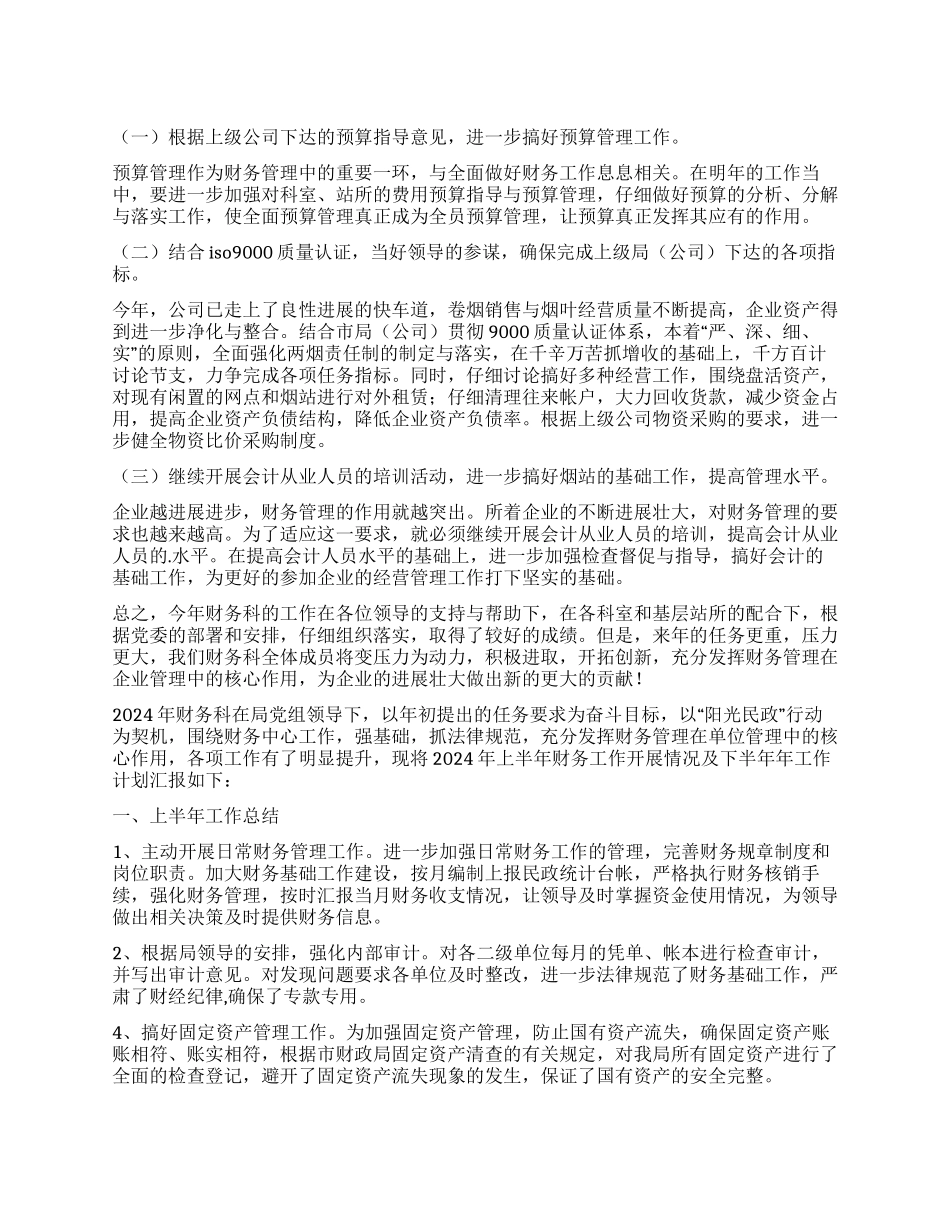 企业财务部门工作计划_第1页