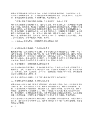 企业财务部2024年度工作总结