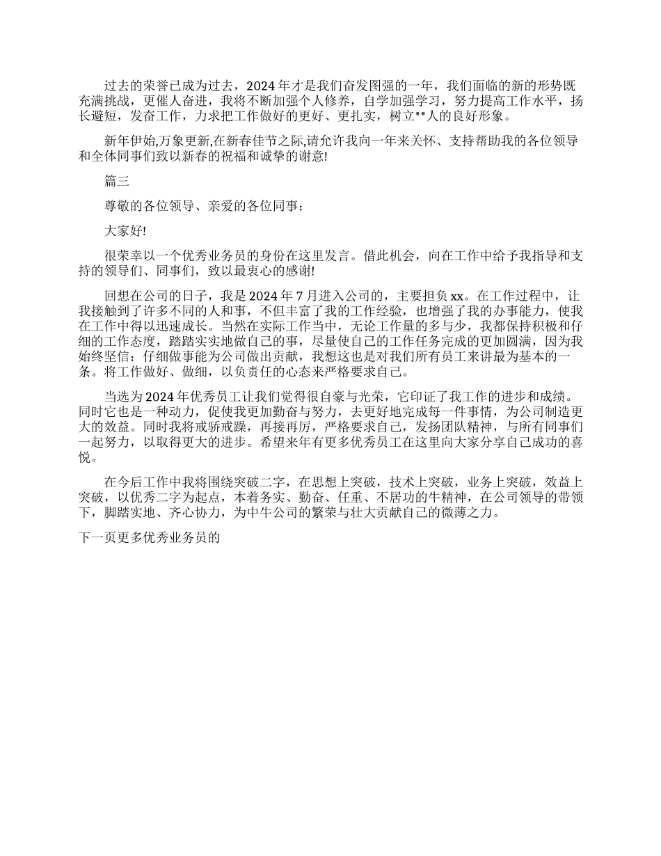 优秀业务员的发言稿范文_第2页