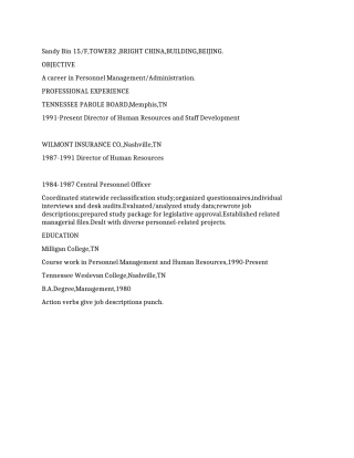 优秀人力资源总监英文简历