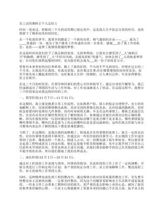 优秀员工试用期转正个人总结2024