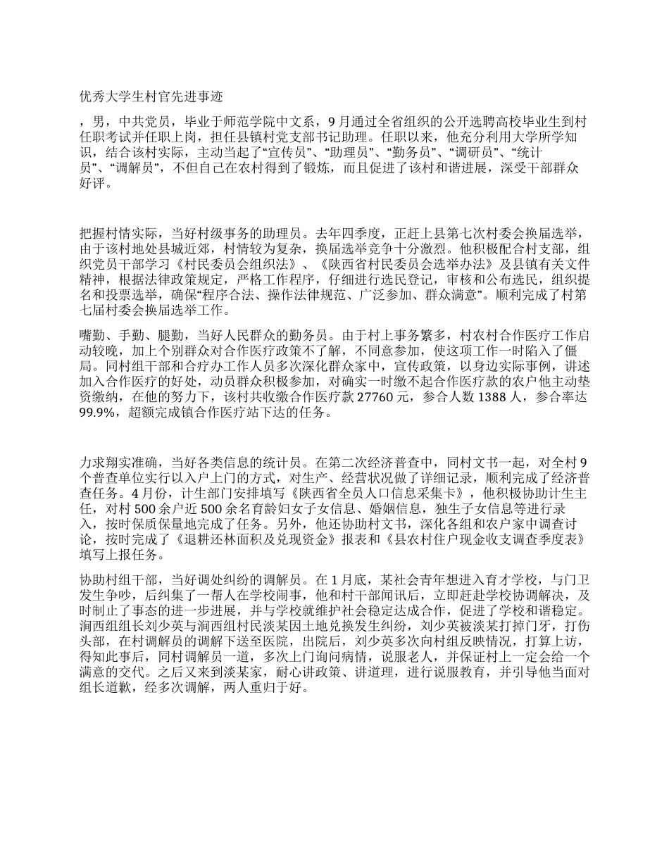 优秀大学生村官先进事迹_第1页