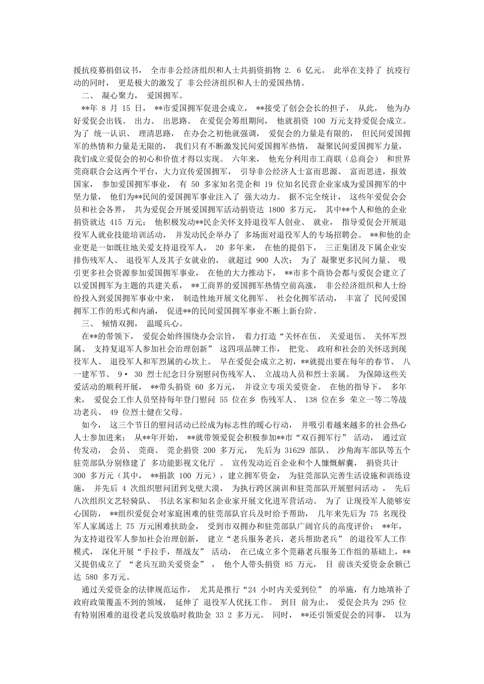 优秀拥军个人事迹材料四篇与最美拥军人物事迹材料_第2页