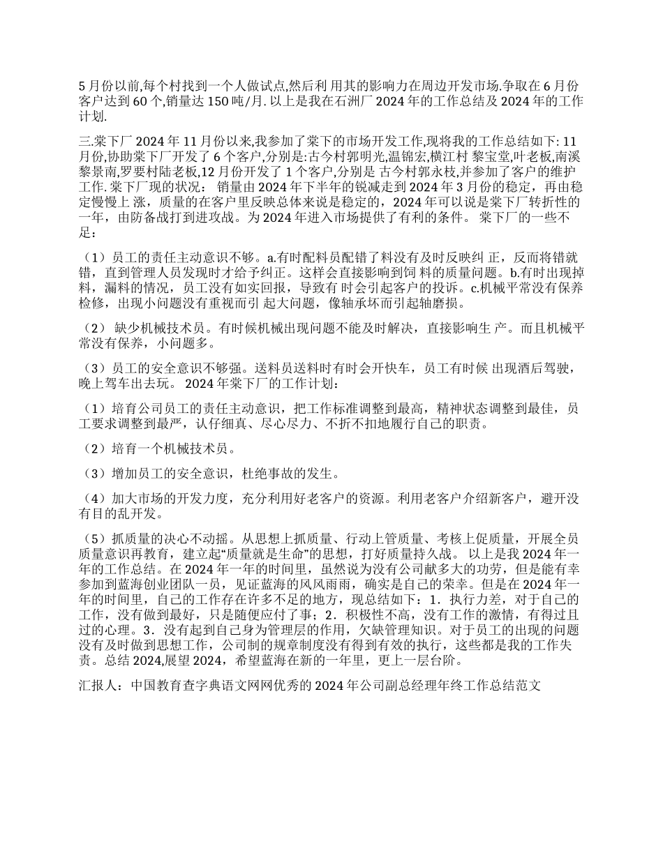 优秀的2024年公司副总经理年终工作总结范文_第3页