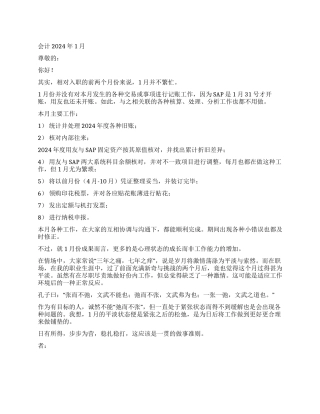 会计2024年1月述职报告