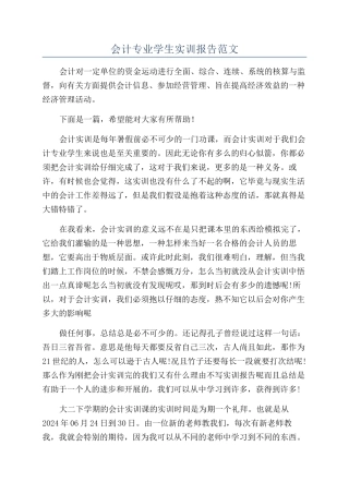 会计专业学生实训报告范文