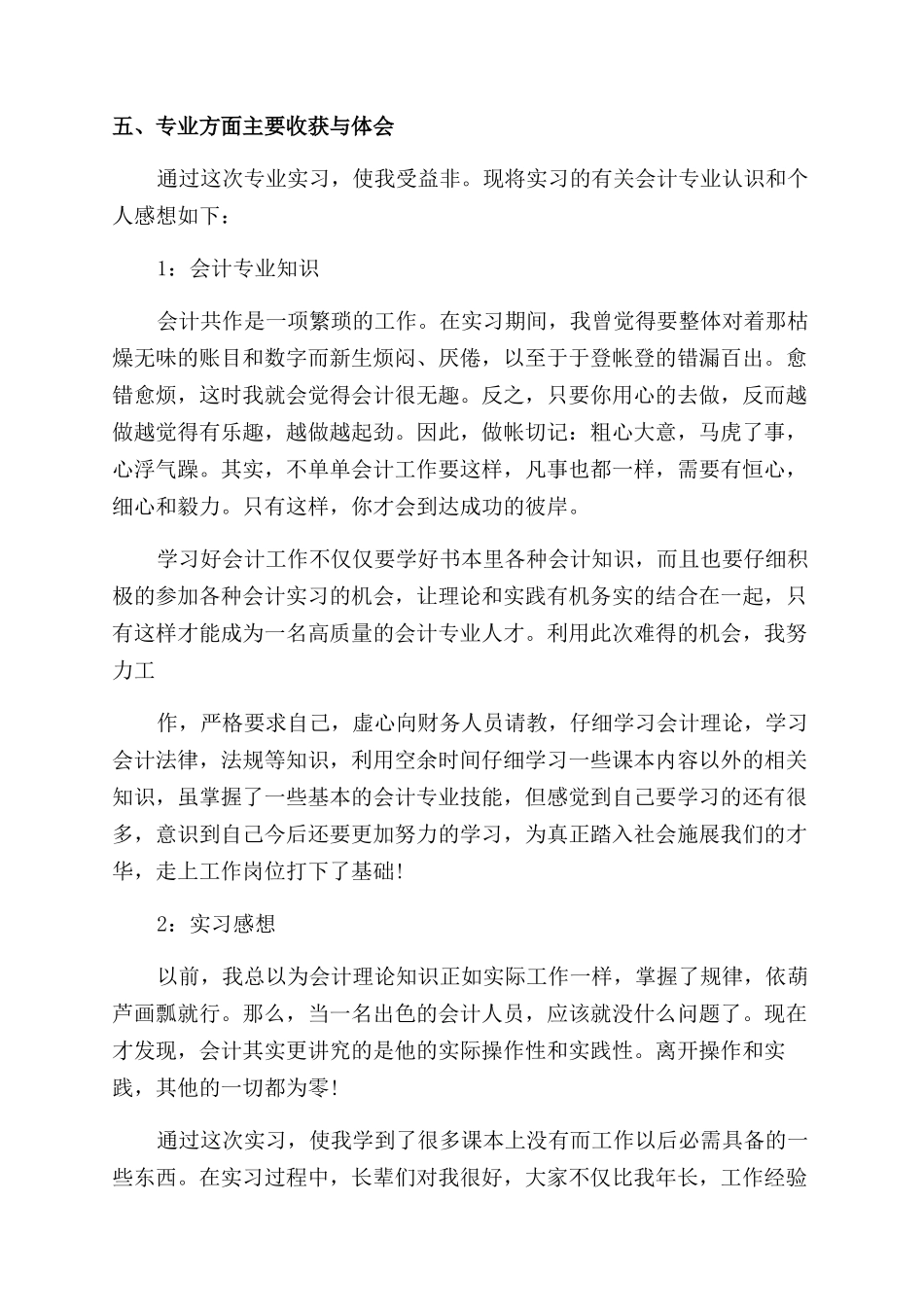 会计专业实习生社会实践报告范文_第2页