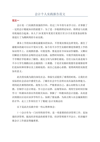 会计个人实践报告范文