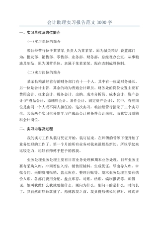 会计助理实习报告范文3000字