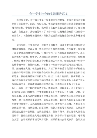 会计学生社会的实践报告范文