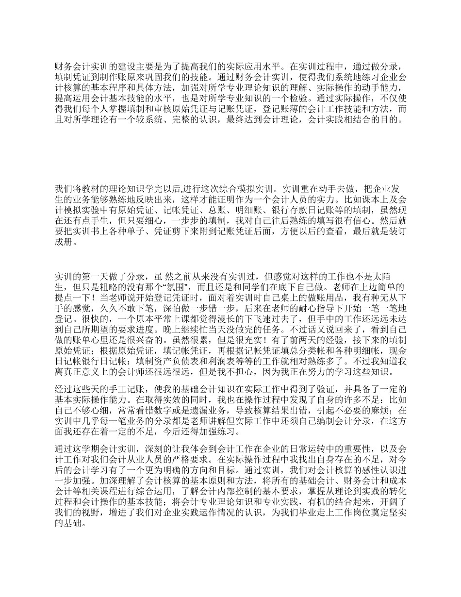 会计实训报告范文_第1页