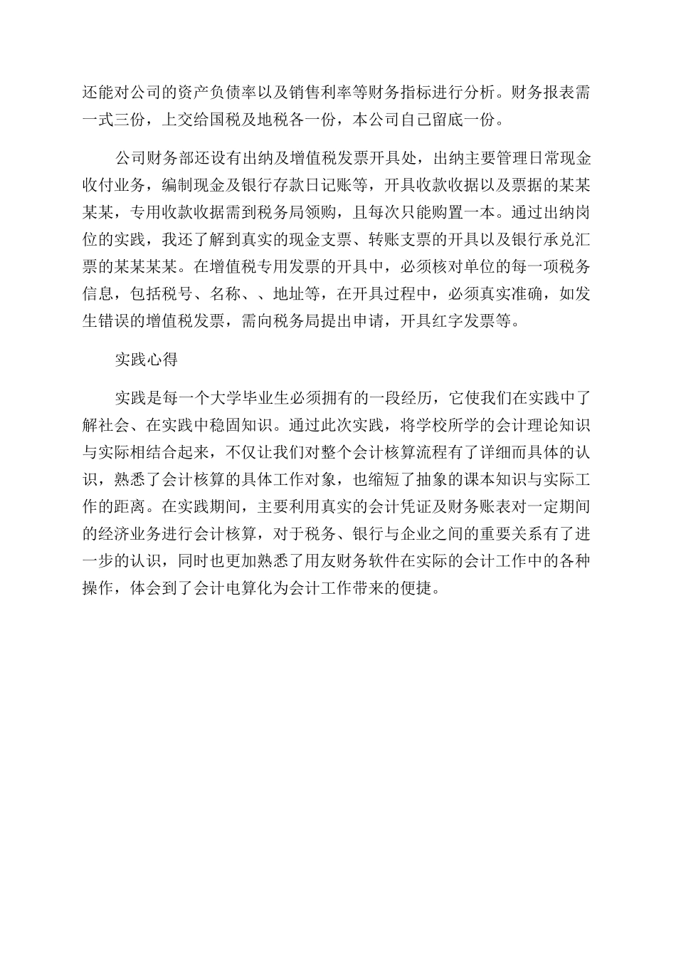 会计实践报告范文模板_第3页