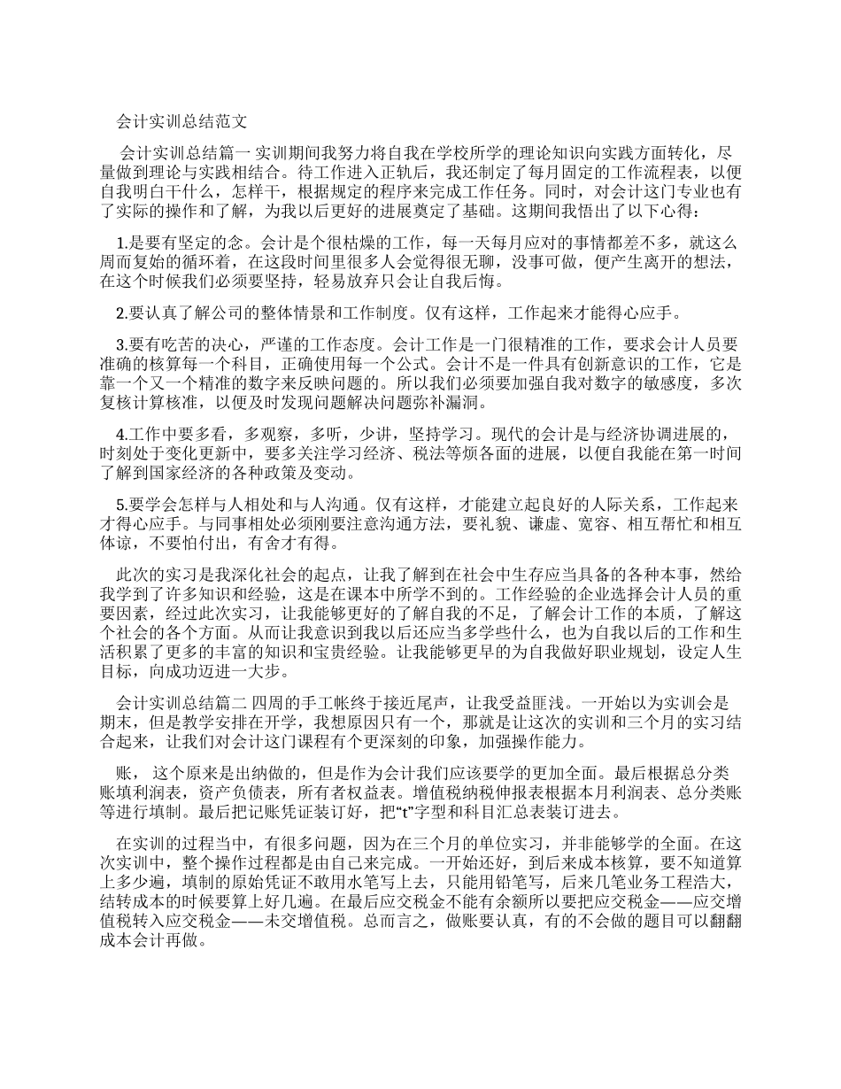 会计实训总结例文_第1页