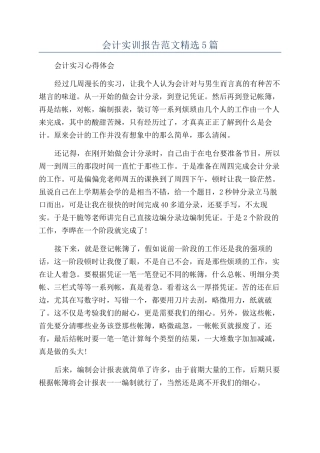 会计实训报告范文精选5篇