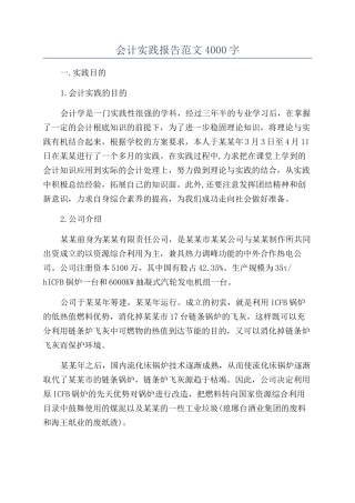 会计实践报告范文4000字