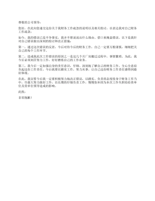 会计工作疏忽的检讨书