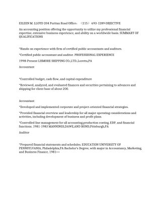 会计师英文简历求职范本