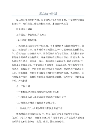 会计年度总结与计划