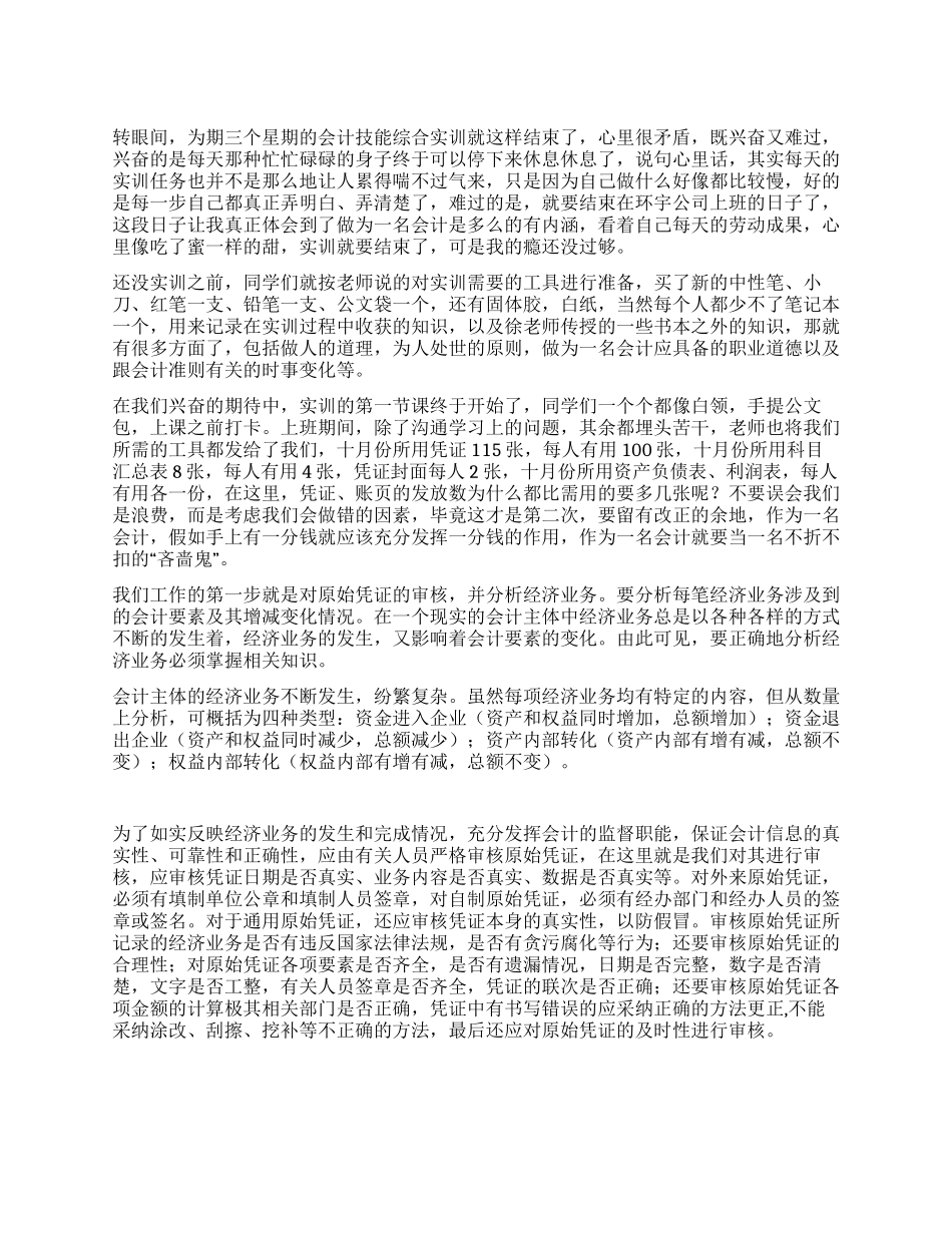 会计技能实训个人总结_第1页