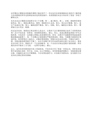会计模拟实习心得