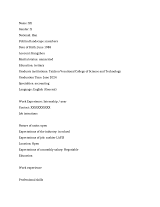 会计毕业生英文简历范文