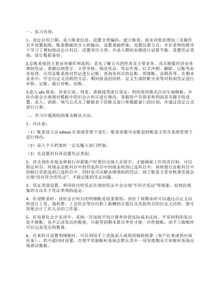 会计电算化实训心得报告