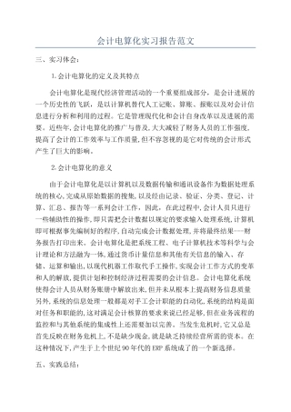 会计电算化实习报告范文