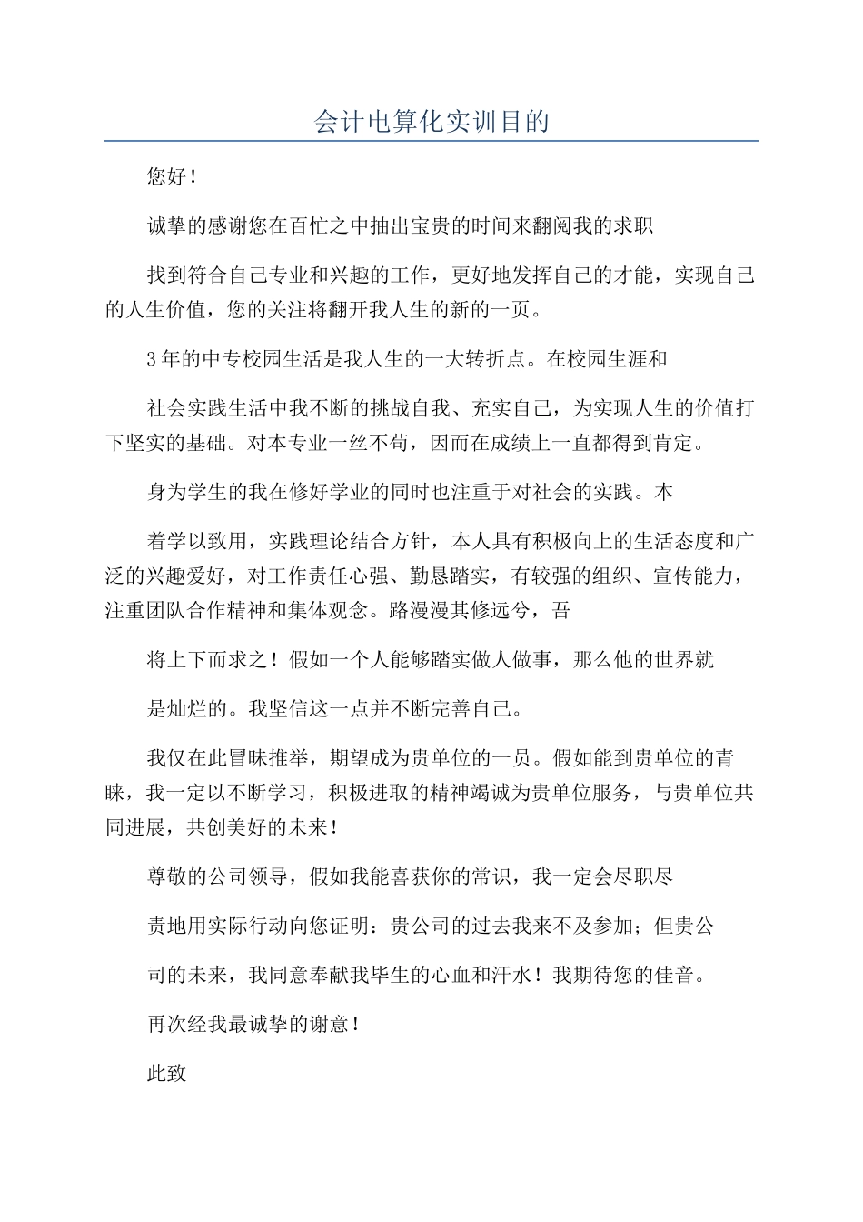 会计电算化实训目的_第1页