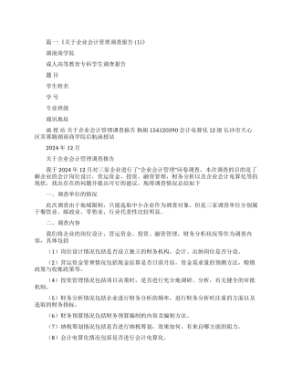 会计管理现状调查报告
