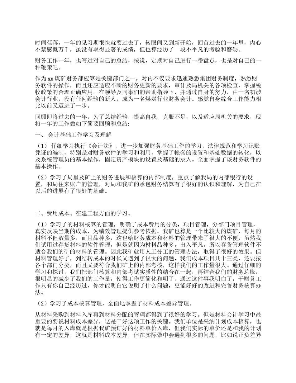 会计见习期工作小结_第1页