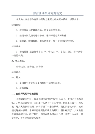 体育活动策划方案范文