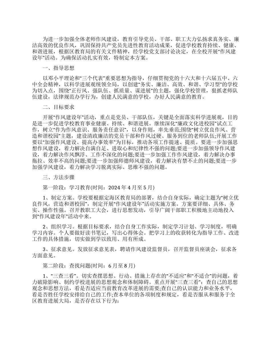 作风建设年实施方案_第1页