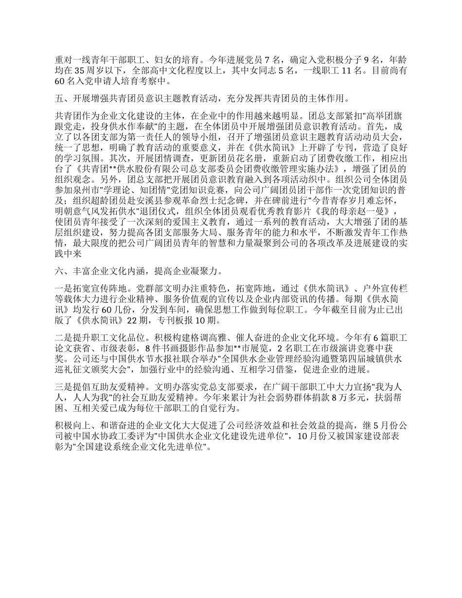 供水公司2024年党群部工作总结_第2页