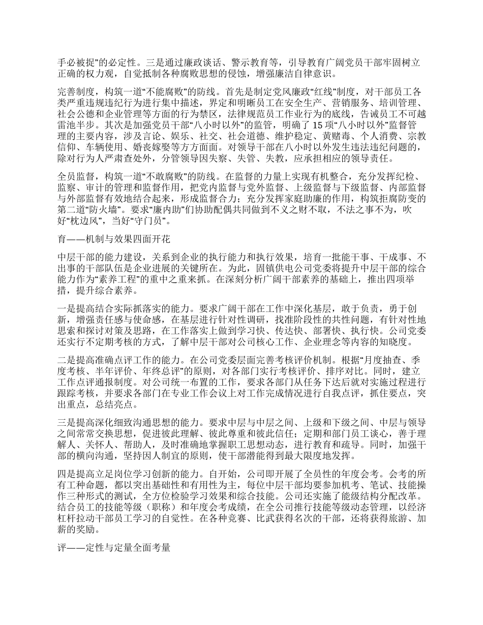 供电公司干部队伍建设经验交流材料_第2页