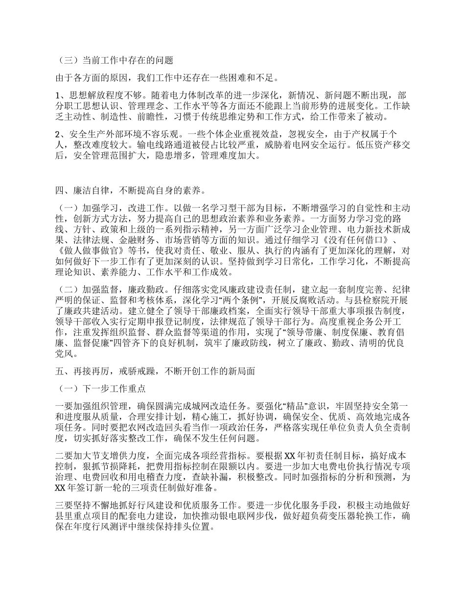 供电公司经理XX年个人工作总结_第3页