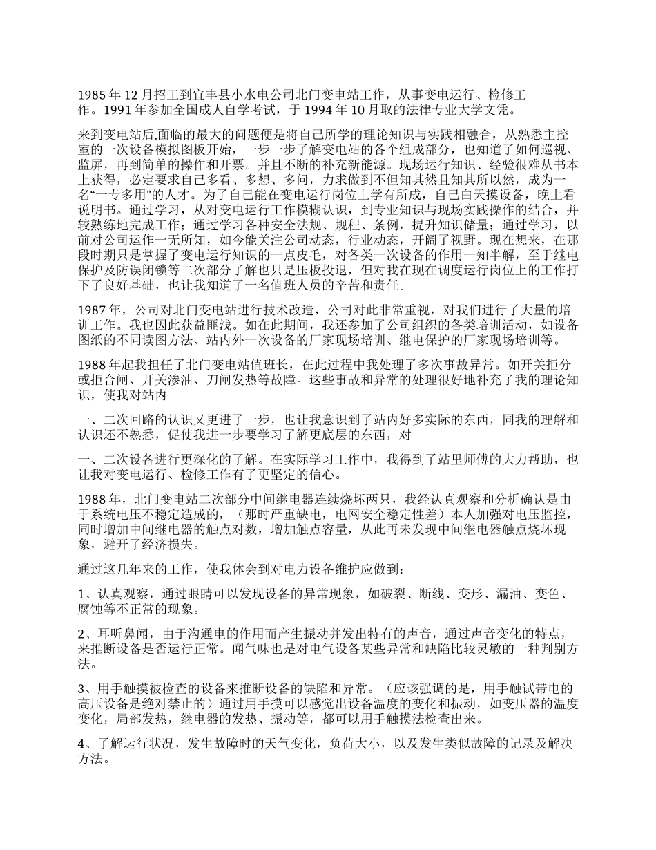 供电有限责任公司技术工作总结_第1页