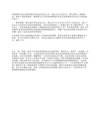 供电支公司保持党员先进性教育活动第一阶段小结