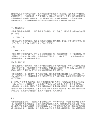 供销合作社2024年工作汇报