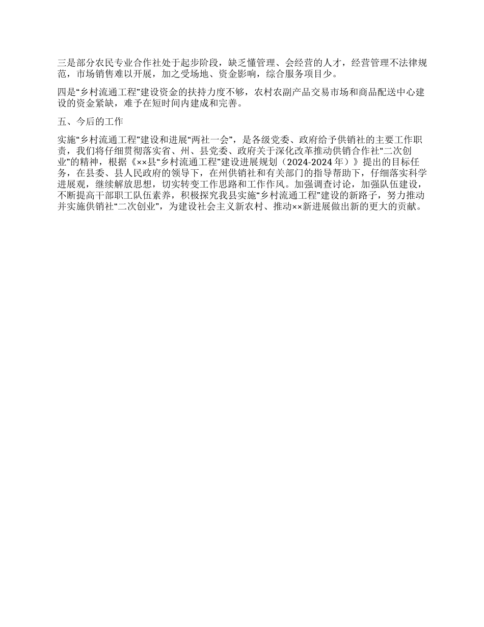 供销社2024年“乡村流通工程建设工作总结_第3页